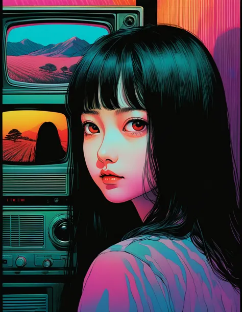An illustration、art、Supervised by Junji Ito、Hidden Images、double image、double image、High detail, Realistic shadows、Analog Style,...