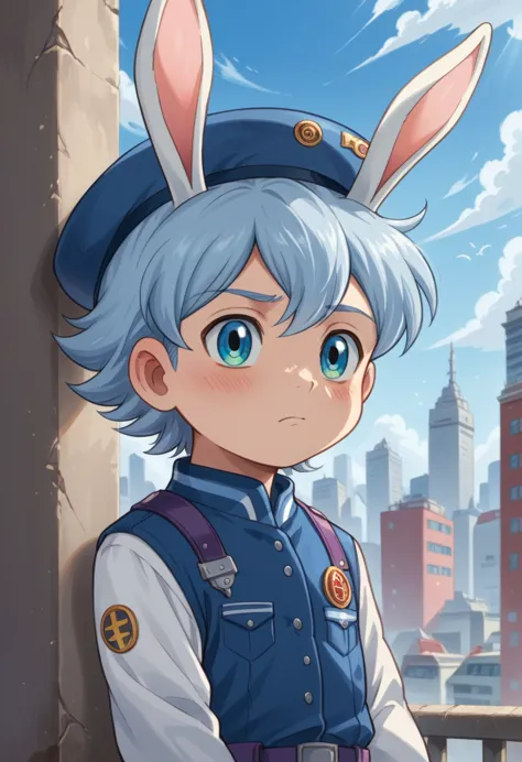 score_9, score_8_up, score_7_up, rating_safe, cute young naked boy, luca,blue hair, blue eyes, rabbit ears,rabbit boy,, cute fac...