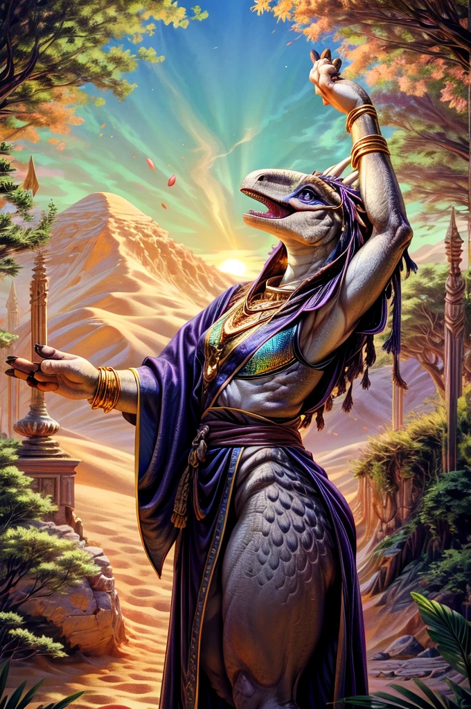 ultra realistic, masterpiece, [wild nature|fashion] Photoграфия,
Side view, a bit higher,
(cute female Rainbow raptor Scales), young, difficult detailed scales, shiny iridescent scales, thick thighs, slender body, flat chest, Visualized eyes, (horns),
thorns, big eyes, short tail, (tuft feathers), (Feathered headdress), predator head, (Kobold:0.4), A perfect hips, [Harpy Eagle],
((warlock outfit, Mystical or dark robes with otherworldly symbols.)),
a gold bracelet, a gold bracelet, Gold necklace, difficult gold,
uploaded to e621, (by Hasui Kawase:0.5), Barbara Takenaga, (by DarkGem:0.5), by Affandi, Beatrice Ethel Litibi, от Catcouch,
Snuggled in the folds of a plush blanket., eyes carefully closed, paws tucked under thin chin, Movement Pose,
[[Vixy, ]],
smart girl, reptile, Scales, sharp teeth, velociraptor,
the MPSON, Optimistic, seductive, (open mouth:1.5),
(spread your legs:0.6),
Late evening, Early night,
(Sandy desert, Vast dunes, stretching to the horizon, scorching sun overhead, Oases, bringing relief, mysterious ruins, buried in the sands),
shiny dew drops, Delicate drops of dew, clinging to leaves and petals., Shadow heraldic banners, Banners with heraldic symbols, sea glass collection, sparkling with different colors under the sun, Chameleon walls, changing color, The walls are equipped with chameleon technology, which changes color and texture depending on environmental conditions., creating a dynamic and responsive environment,
detailed, realistic, 8k contract, high quality, high quality Photoграфия, 3-point lighting, Flash with softbox, 4K, Canon EOS P3, HDR, smooth, sharp focus, A high resolution, Photo, award winning, 80 mm, F2.8, hips, cinematic composition, Cinematic lighting, highly detailed, masterpiece, Best quality, realistic, (difficult:0.9), (high detail:1.4), film Photoграфия, sharp focus,