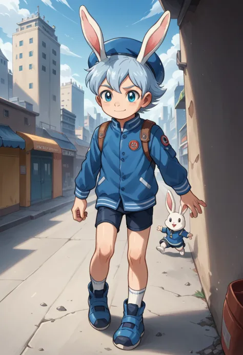 score_9, score_8_up, score_7_up, rating_safe, cute young naked boy, luca,blue hair, blue eyes, rabbit ears,rabbit boy,　cute face...