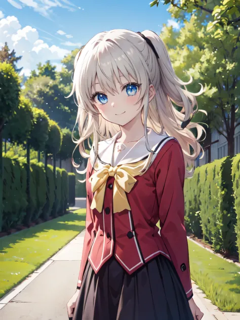 highest quality, masterpiece,smile、tomori、very detailed,three-dimensional,smile、view from the front,nao tomori , blonde, (blue e...