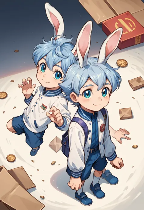 score_9, score_8_up, score_7_up, rating_safe, cute young naked boy, luca,blue hair, blue eyes, rabbit ears,rabbit boy,　cute face...