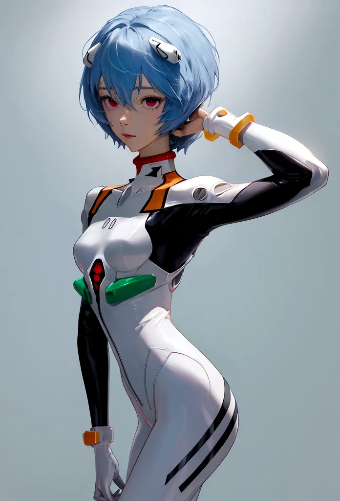 Blind Box,Simple Background,ayanami_king, Plug Suit, Bodysuits, Interface Headset, white Bodysuits,whole body,