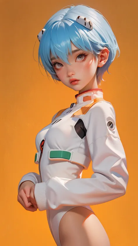Blind Box,Simple Background,ayanami_king, Plug Suit, Bodysuits, Interface Headset, white Bodysuits,whole body,