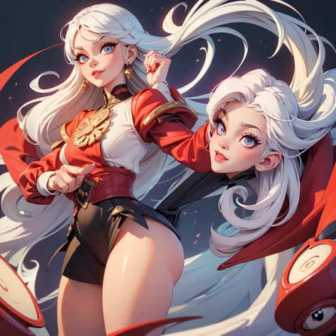 (best quality)), ((masterpiece)), Big , Big Ass, Good shape, White hair, Tights, Red iris, Big and bright eyes, Long eyelashes, ...