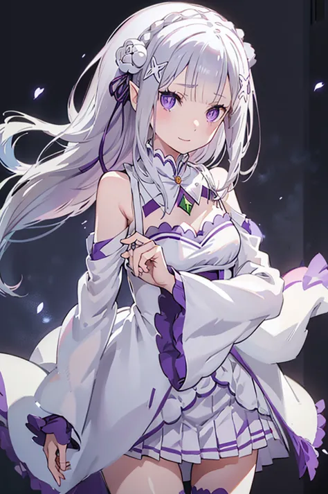 emilia, 
Rezero emilia, 
1girl, perfect anatomy, correct anatomy,perfect proportion, perfect hands, perfect legs, (perfect finge...