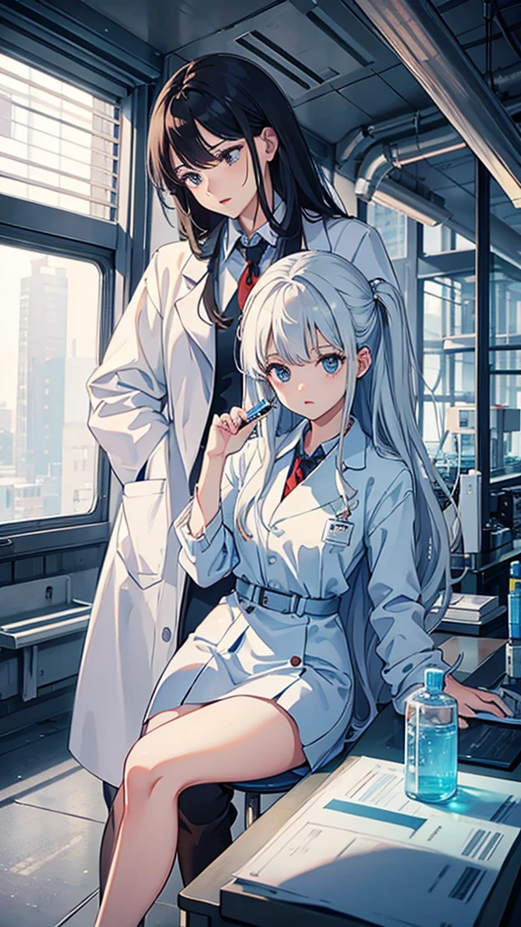 Highest quality、woman、White、Scientist、Holding a syringe