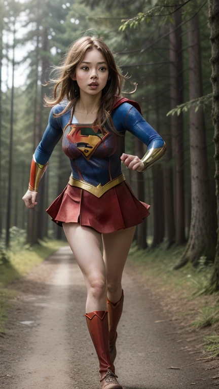 ((she is running in the forest)), (((Supergirl&#39;s detailed uniform.))),  (She wears stilettos) ((Your blouse is in tatters, Your mesh is in tatters, his uniform is in tatters, your costume is in tatters, your clothes are in tatters)), ((SUPERHEROINE SUPERGIRL FLEEING AFRAID)), ((tramp, Prostitute, Bitch)) He is sweating all over his body. She is screaming in terror, she is terrified, she is crying a lot. ((She has black hair, She has long hair)), ((She wears a mesh garter belt.)), ((Wearing a thick metal collar around his neck. )) She screams and begs for mercy, I do not cry.. Wearing a thick metal collar around his neck. with a chain. Wear a lot of makeup on your face. (Your clothes are immoral, Your clothes are indecent). Shibari, arms behind the back:1.4), (hands on the back), (first work, Best Quality) 1.5, 1 girl, Alone, (sexy, Pretty Woman, Perfect face, Perfect eyes) whole body, (Shibari, arms behind the back:1.4), (hands on the back), ((by rubio)). ((high definition face)).