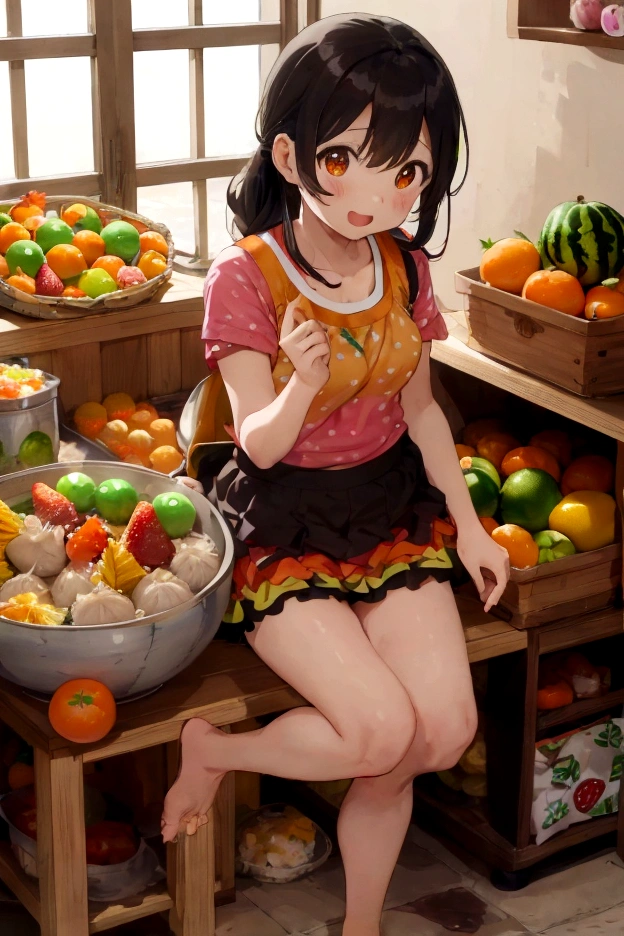 watermelon、mandarin orange、banana、strawberry、pineapple、melon、Grapeuscat、Girl in underwear、tomato、Mitarashi dumpling、Tricolor dumplings、Kibi dumpling、Sakuramochi、beef bowl、Eel bowl、hamburger、cheeseburger、stew