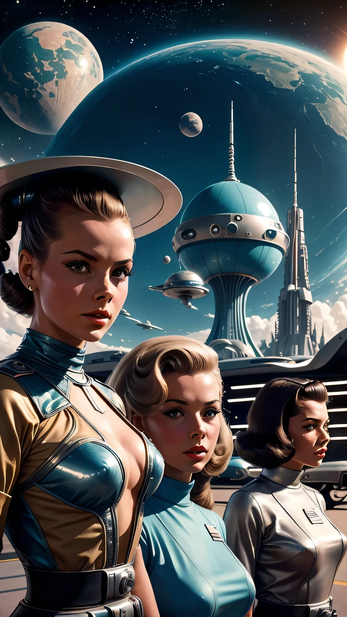 Retro futuristic, retro futurism, Science fiction, 1950s, 1960s, 1970s, aliens, babes, beauty 