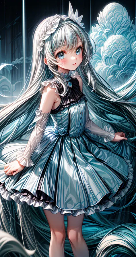 masterpiece, best quality, extremely detailed, (illustration, official art:1.1), 1 girl ,(((( light blue long hair)))), ,(((( li...