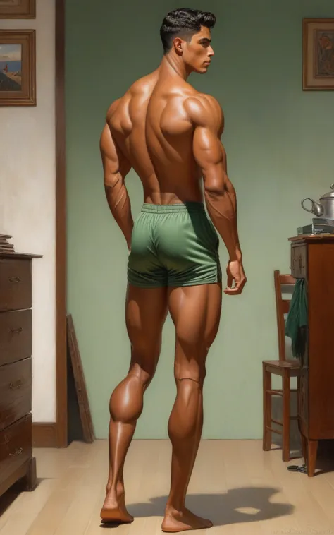 fullbody view from behind, in leng jun and norman rockwell art style, hd, 8k resolution, fullbody, 16k resolution, hd, fullbody,...