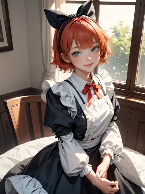 masterpiece,Highest quality,anime,(2D:1.2),indoor, ,  One girl, roswaal mansion Maid uniform, alone, Maid, Cyan blue eyes, short...