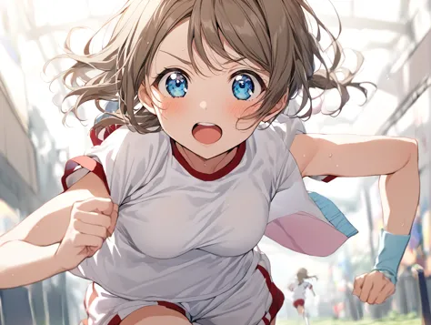 1 girl love live watanabe you gym uniform running