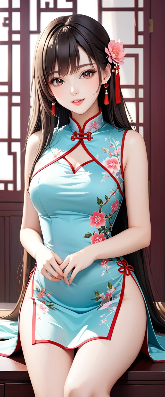 A high resolution, ВзрослаI женщина , good lighting, contemptible, , (No nudity), (((chinese dress))), (()), ((())), (ПодвIзки), only belly, (),  ,  cute face, I&#39;I смущаюсь и краснею, humiliating, ((обернись и оглIнись назад)), ((look through))()(Т-образнаI спинка)(большое количество находитсI на теле,)