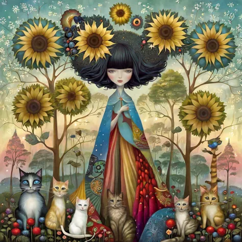 Patchwork by Klimt, Nicoletta Ceccoli, Naoto Hattori, Lawrence Didier, Leonora Carrington European woman with short black hair a...