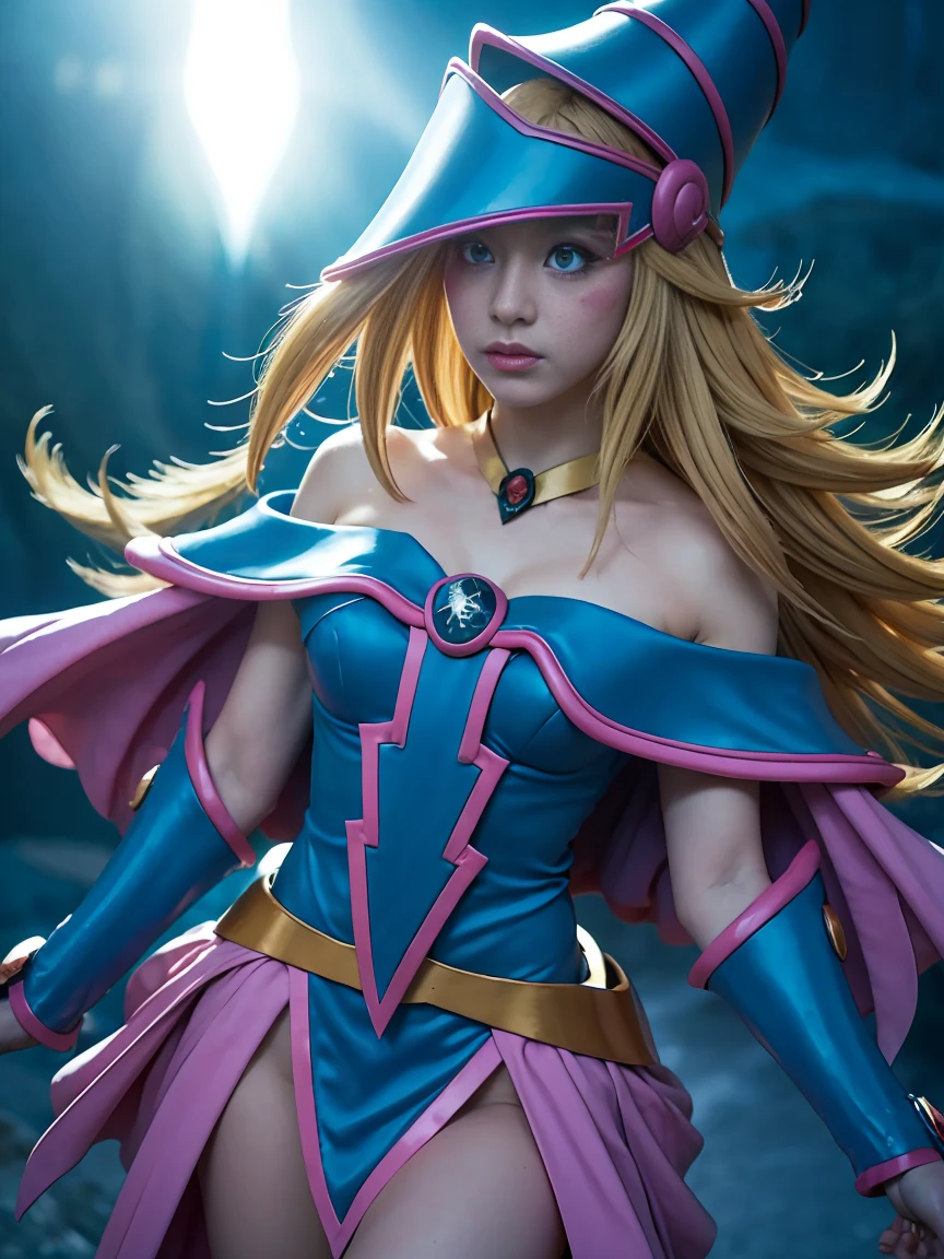 a dark magician girl, leaving a magic circle, mystical magic background, sensual pose, dark hearts in the air, detailed face, detailed eyes, detailed lips, ornate jewel-encrusted armor, glowing magical energy, dramatic lighting, cinematic composition, fantasy art style, moody color palette, dramatic shadows, ethereal atmosphere, photorealistic render, high-resolution, best quality, masterpiece, realistic, cute face, japanese idol,night, 