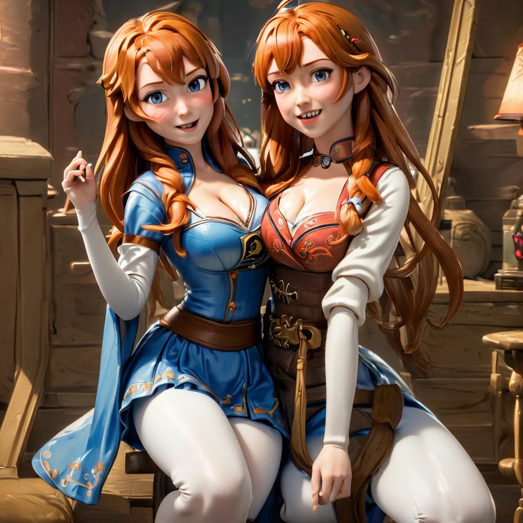 (((masterpiece, highest quality, Super detailed))), 1 girl, Disney princess Anna , 10 years old, medium breasts, realistic anime, 3d, hentai sexy, full body, cleavage, ginger hair, hayr