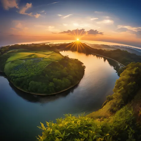 Landscape Photography, 
360° panoramic view, Fisheye Lens, 
BREAK Sunrise with Sunset, cryptic, 
BREAK Dazzling Morning Sun, Aes...