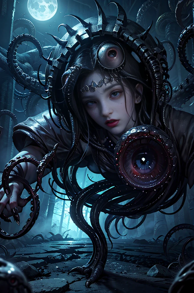 Spooky Eldridge
tentacle
Huge eyeballs in the sky
Out of this world
ancient times
Cthulhu monster
surrealism
haunt
mysterious
Lovecraft style
complex
phantom
terrible
deep