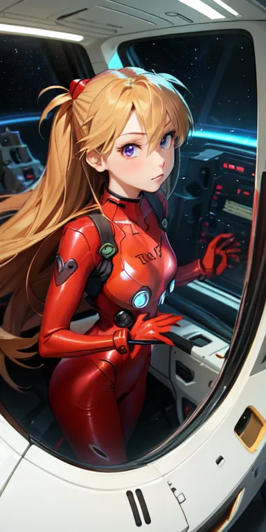 (overhead view),dynamic angle,ultra-detailed, illustration, close-up, straight on, 1girl, 
 ((souryuu asuka langley, interface h...