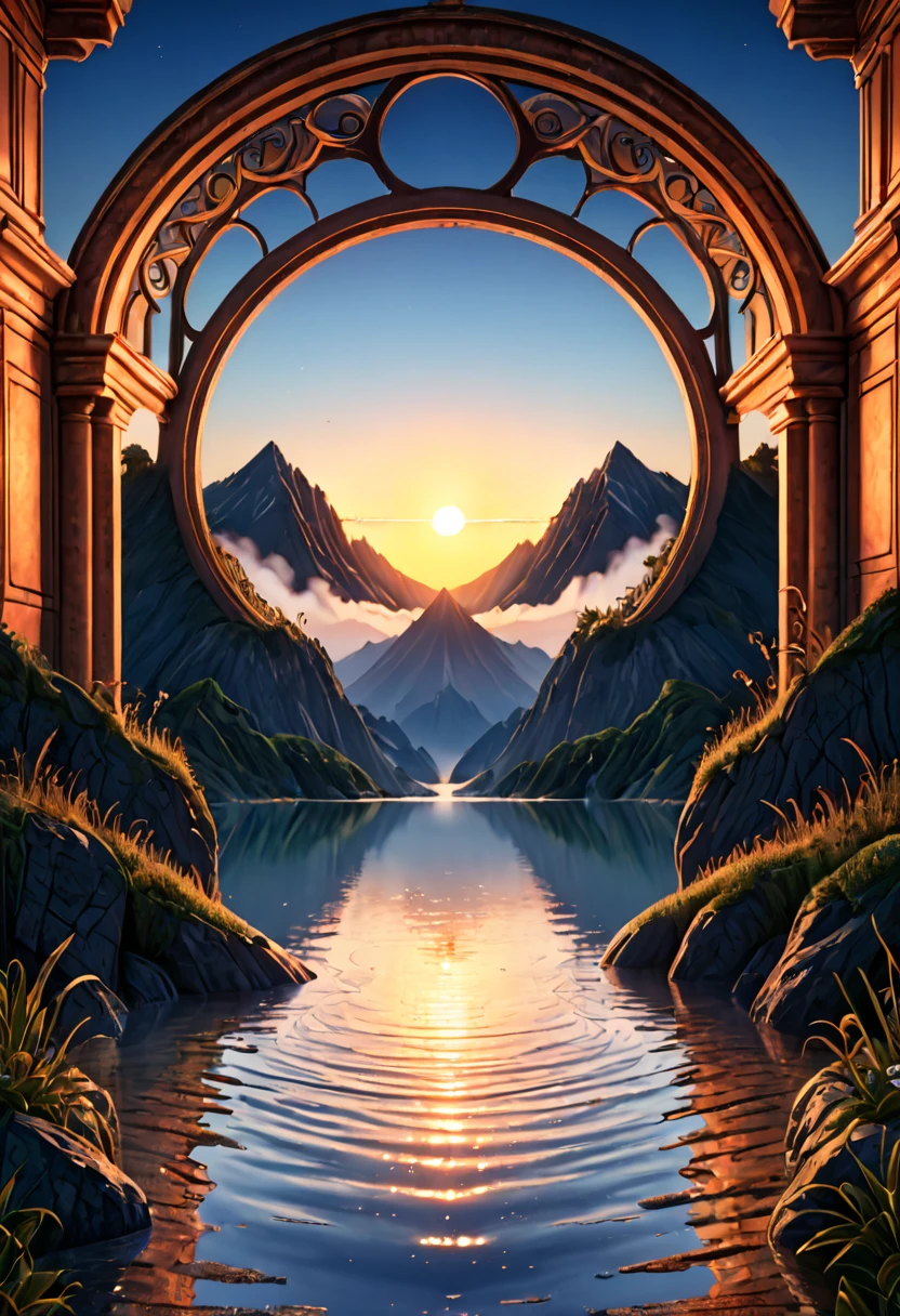 another hour, the break of dawn, 8k, super detailed, symmetrical digital illustration