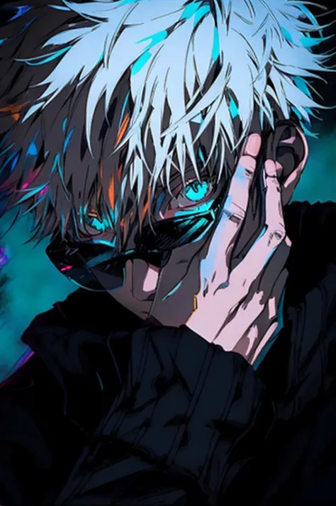 anime guy with white hair and blue eyes talking on a cell phone, best anime 4k konachan wallpaper, ken kaneki, 4 k manga wallpap...