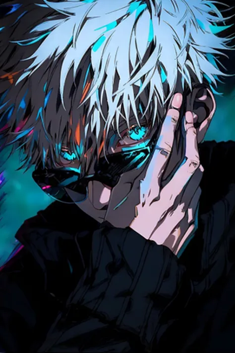 anime guy with white hair and blue eyes talking on a cell phone, best anime 4k konachan wallpaper, ken kaneki, 4 k manga wallpap...