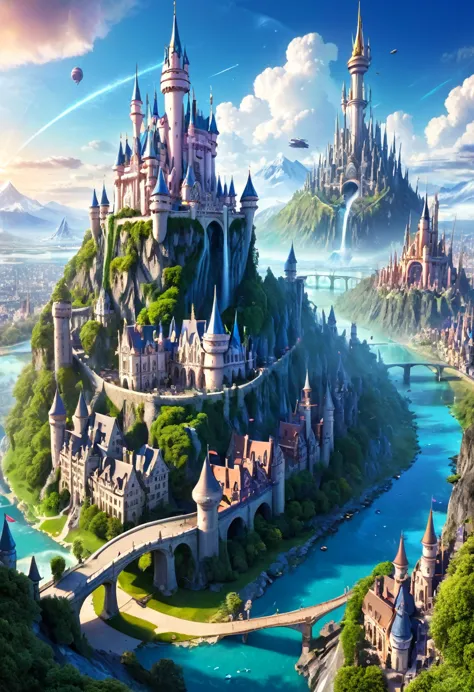 a beautiful jaw dropping city that is mash up of fairy tale and scifi.