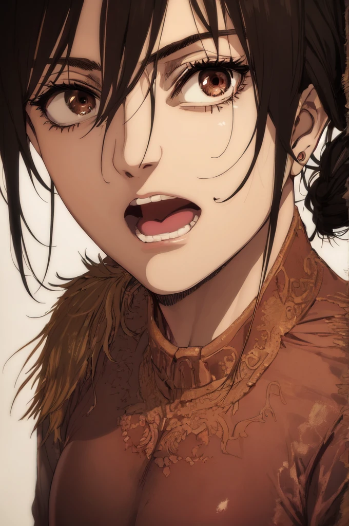 1girl,ultra high details, ultra high auality,(highly detailed face)1.2,(high quality of face)1.3,Mikasa Ackerman,highly detailed abs,perfect female anatomy, best quality of shadows,highly detailed muscles,beautiful face,volume shadows