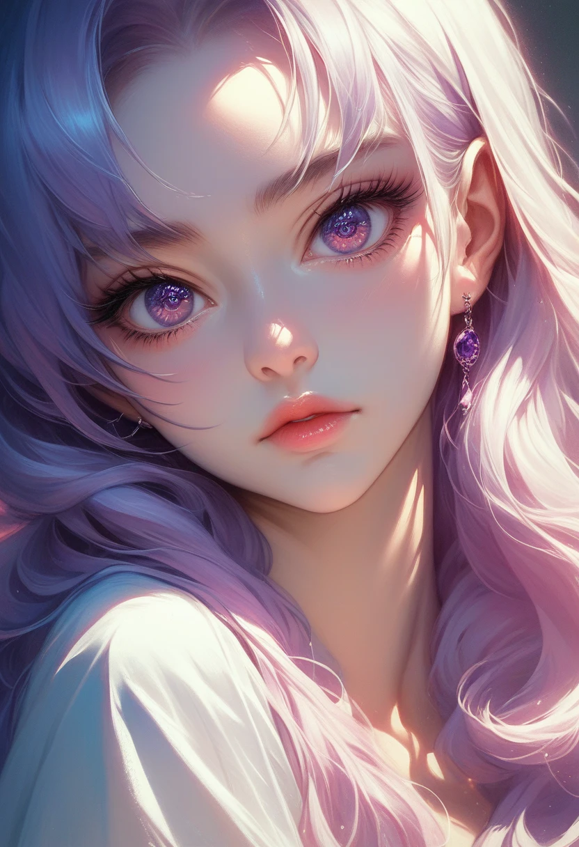 a anime girl with long hair and purple eyes, colorized photo by Rei Kamoi, trending on pixiv, remodernism, official art, ultra detailed, anime, beautiful detailed eyes, beautiful detailed lips, extremely detailed face, long eyelashes, portrait, digital painting, vibrant colors, warm lighting, cinematic composition, photorealistic, high quality, masterpiece, hyper detailed, 8k, best quality