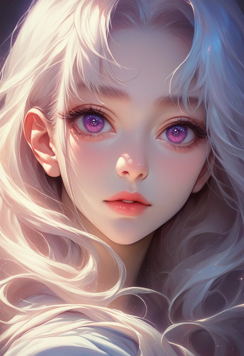 a anime girl with long hair and purple eyes, colorized photo by Rei Kamoi, trending on pixiv, remodernism, official art, ultra detailed, anime, beautiful detailed eyes, beautiful detailed lips, extremely detailed face, long eyelashes, portrait, digital painting, vibrant colors, warm lighting, cinematic composition, photorealistic, high quality, masterpiece, hyper detailed, 8k, best quality