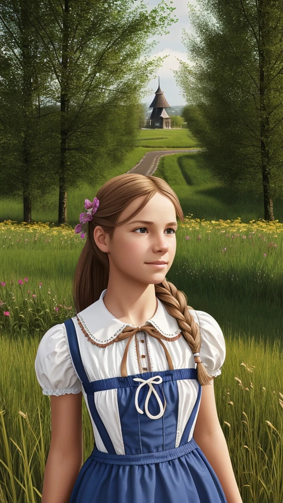 Dutch  girl, realistic image, image from afar