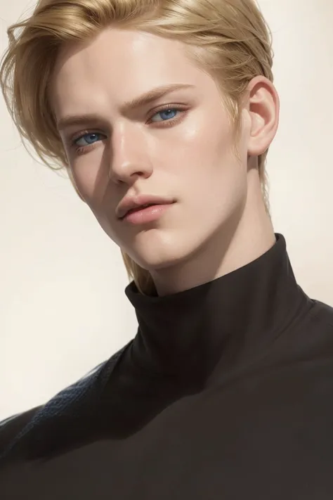 Straight hair, pale skin, sweatshirt, blond hair,  blue eyes, hyperrealistic, tumblr, delicate, epic, smooth and pale skin, back...