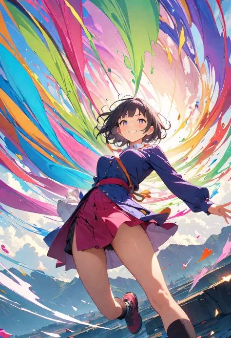 (masterpiece, highest quality, official art:1.2), (colorful), perfect anatomy, looking at the audience, one girl, alone, white b...