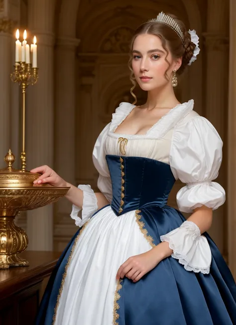 grace victoria cox regard hautain, noble du moyen age Belle femme en tenue complexe, sophistiquée et élégante，Costume aristocrat...