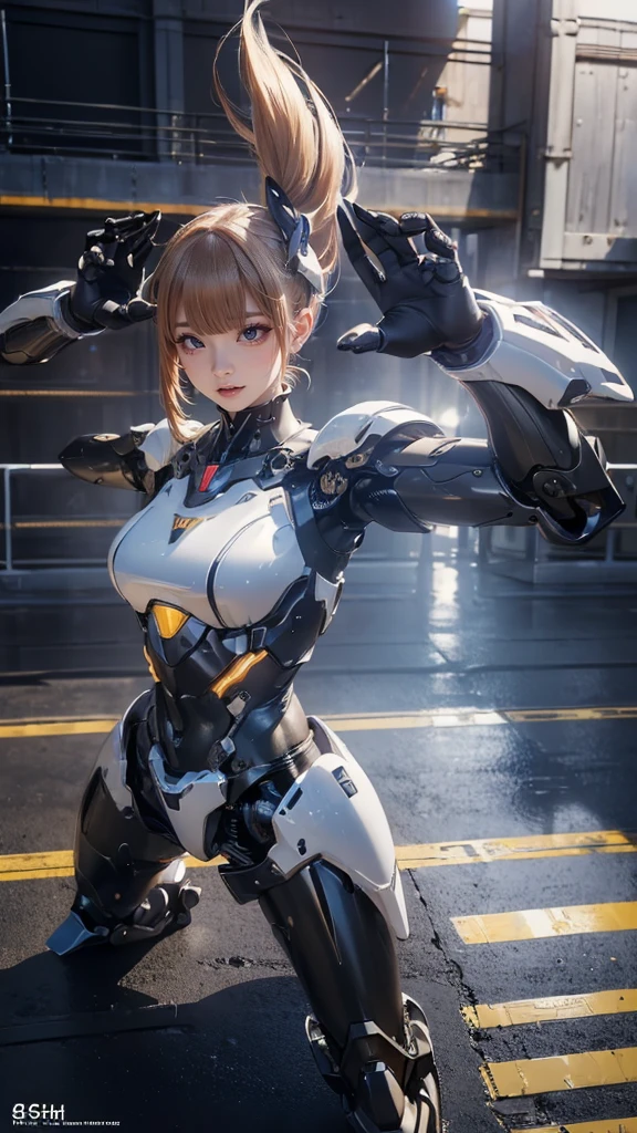 (random fighting pose:1.5),(asymmetrical mecha armor),(random hairstyle),(Thin type:1.5),(large breasts),(Highest image quality,(8K), Ultra-realistic, Best Quality, High quality, High Definition, high quality texture, high detailing, Beautiful detailed, fine detailed, extremely details CG, Detailed texture, realistic representation of face, masterpiece, presence)