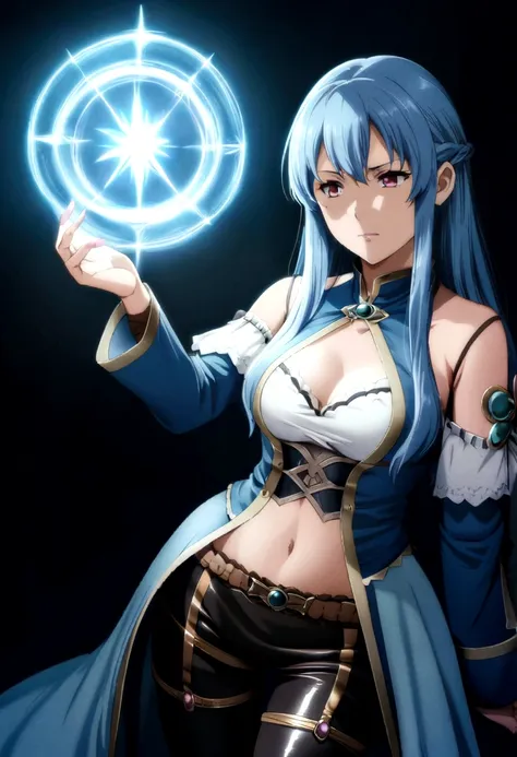 Create a Mushoku tensei style anime image, a female character with blue  hair who - SeaArt AI