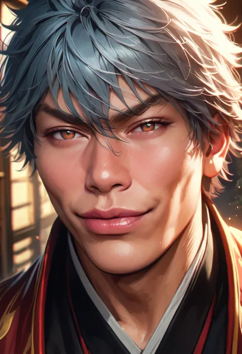 gintoki sakata from gintama,extremely detailed face,beautiful detailed eyes,gintoki sakata from gintama, beautiful detailed lips...