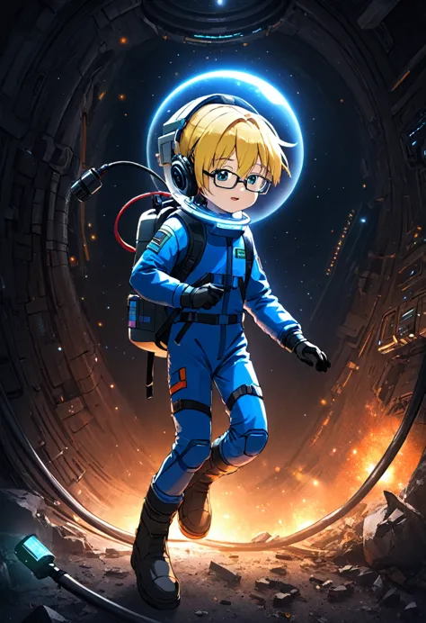 (spacesuit)), navy blue spacesuit, (dynamic pose:1.5), (best quality, masterpiece, absurdres, highres, ultra_detailed, dynamic a...