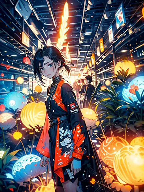 There&#39;s a beauty standing on the train tracks, with signs, landscape artwork, background art de anime, arte loepfe, detailed...