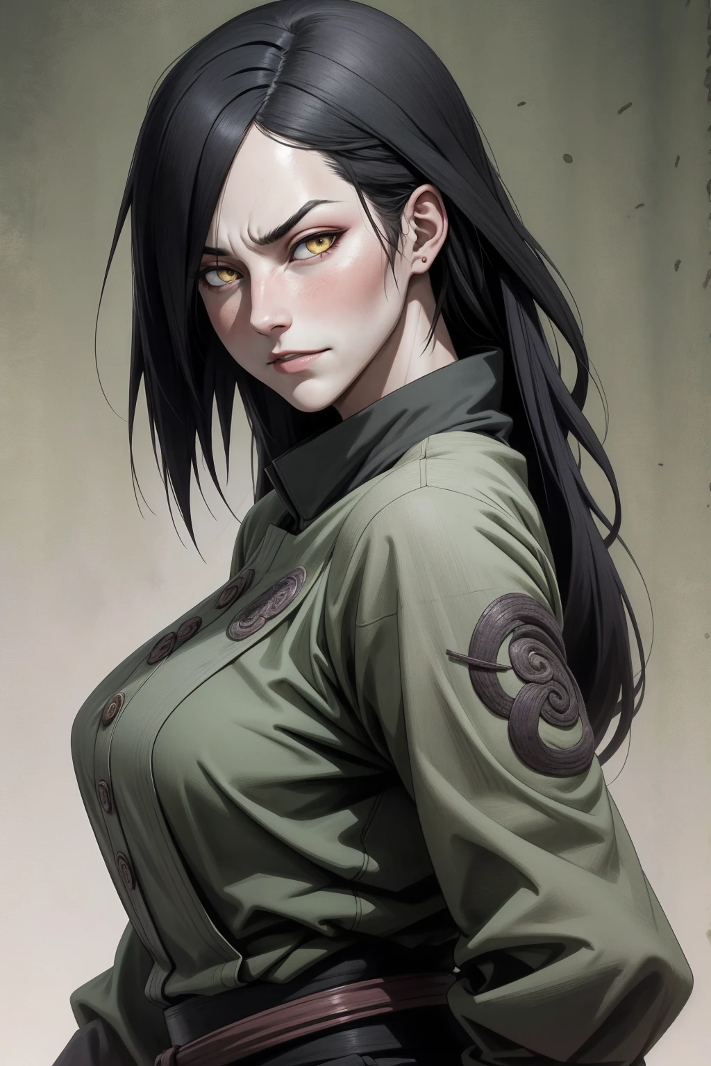 {-erreur_de_anatomie:1.0} style animé, chef-d&#39;œuvre, absurdités, Orochimaru\(Naruto\), 1 fille solo, femme mature, Chemise oversize à larges épaules, composition parfaite, détaillé lips, gros seins, Beau visage, Proportion du corps, rougir, Long cheveux noirs, ( cheveux noirs), les yeux jaunes, (Sexy), Gaze douce, super réaliste, détaillé, séance photo, Visages et corps réalistes, chef-d&#39;œuvre, Meilleure qualité, Meilleure illustration, hyper détaillé, 1 fille, seulement, glamour, rougir, Haut du corps, en arrière, regarder en arrière, poses dimaniques