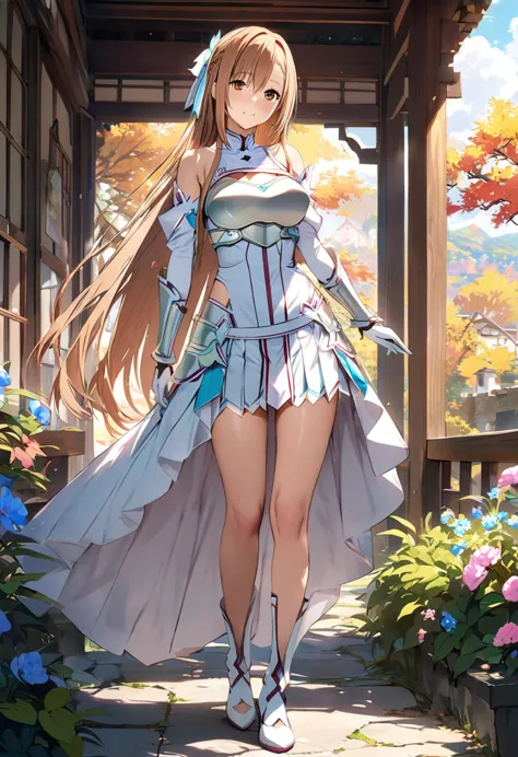 ((masterpiece)), Highest quality, Very detailed,(One Girl),Yuki Asuna、Asuna (stay), brown eyes, bare shoulders, breastplate, arm...