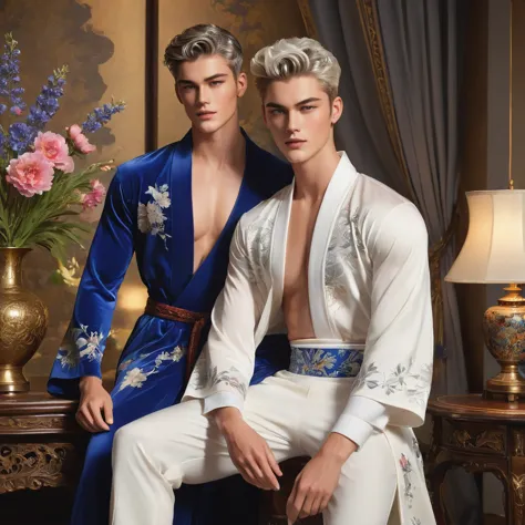 In this breathtaking artwork, miniature doll-sized male models, inspired by the iconic supermodels Sean O’Pry and Lucky Blue Smi...