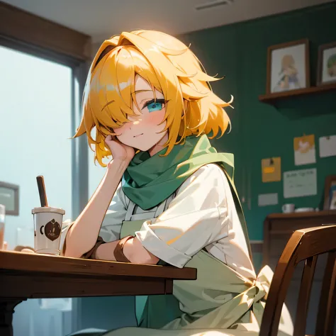 anime girl sitting at table with cake, anime visuals of cute girls, cute anime girl, mysterious coffee shop girl, cute anime, cu...