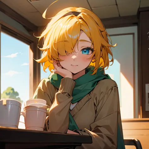 anime girl sitting at table with cake, anime visuals of cute girls, cute anime girl, mysterious coffee shop girl, cute anime, cu...