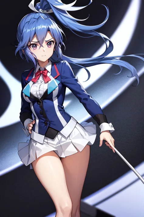 Highest quality, masterpiece, The wind whistles　wing, symphogear, Big Breasts, uniform, blazer, Blue Hair,