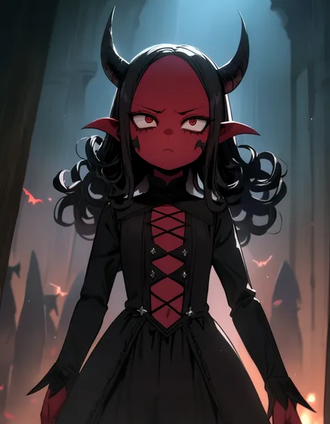 Expressive eyes, make the anime character into a cute femboy demon with red  skin - SeaArt AI