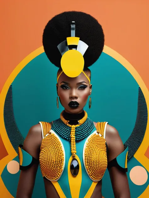 afrofuturist mode photography, capturing the essence of afrocentric style and futuristic esthétique in stunning visual récits, m...