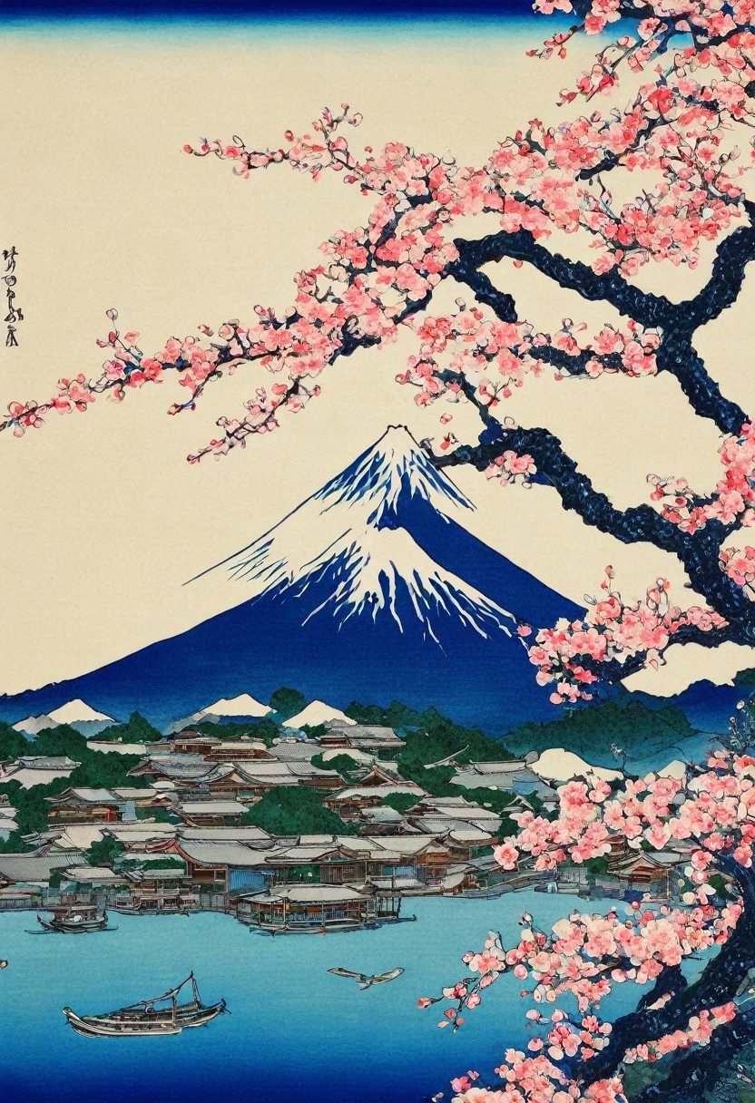 Kirschblüten-Monochrom、ukiyo-e